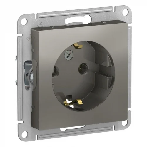 Механизм розетки 1-м СП AtlasDesign 16А IP20 с заземл. сталь Schneider Electric ATN000943