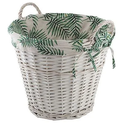 Корзина для хранения "Пальма" с текстильным вкладышем, круглая, с двумя ручками Корзина для хранения "Пальма" с текстильным вкладышем, круглая, с двумя ручками