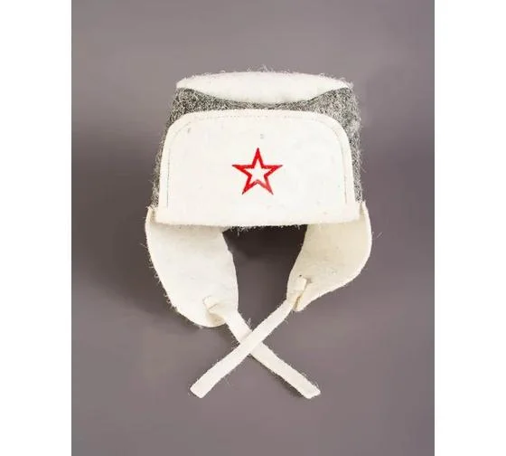 Шапка модельная для бани "Ушанка со звездой" тёмный верх, с вышивкой TM ”Бацькина баня" Шапка модельная для бани "Ушанка со звездой" тёмный верх, с вышивкой TM ”Бацькина баня"