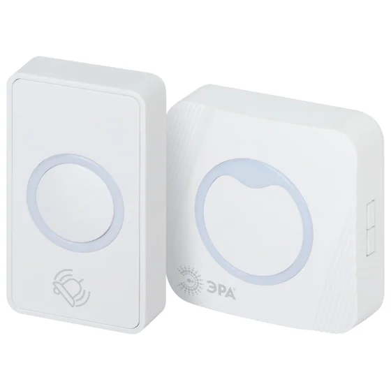 Звонок дверной ЭРА POLYCOLOR C100 беспроводной RGB подсветка белый 36 мелодий