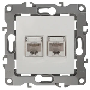 Розетка информационная двойная СП (2XRJ45), Эра12, слоновая кость, арт.12-3108-02