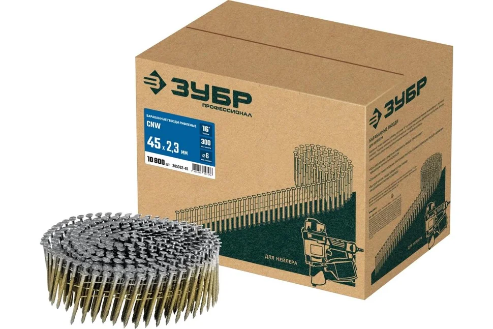 Гвозди барабанные рифленые CNW 45 х 2.3 мм, 10800 шт