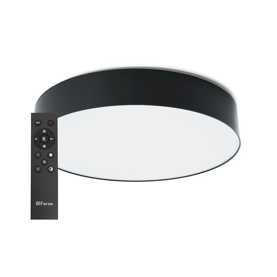 Светильник светодиодный &#8220;Simple matte&#8221; с пультом 80W, Max. 4800Lum, 3000К-6500K, AL6200 черный Feron