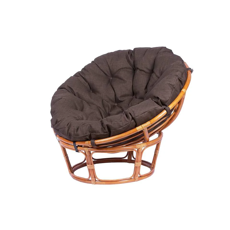 Кресло Папасан 23/01В вращающееся коньяк + коричневая подушка