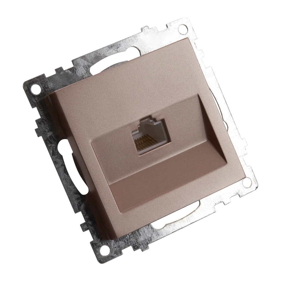 Розетка компьютерная 1-местная (механизм) СП Stekker Катрин RJ-45 (GLS00-7107-02) шампань