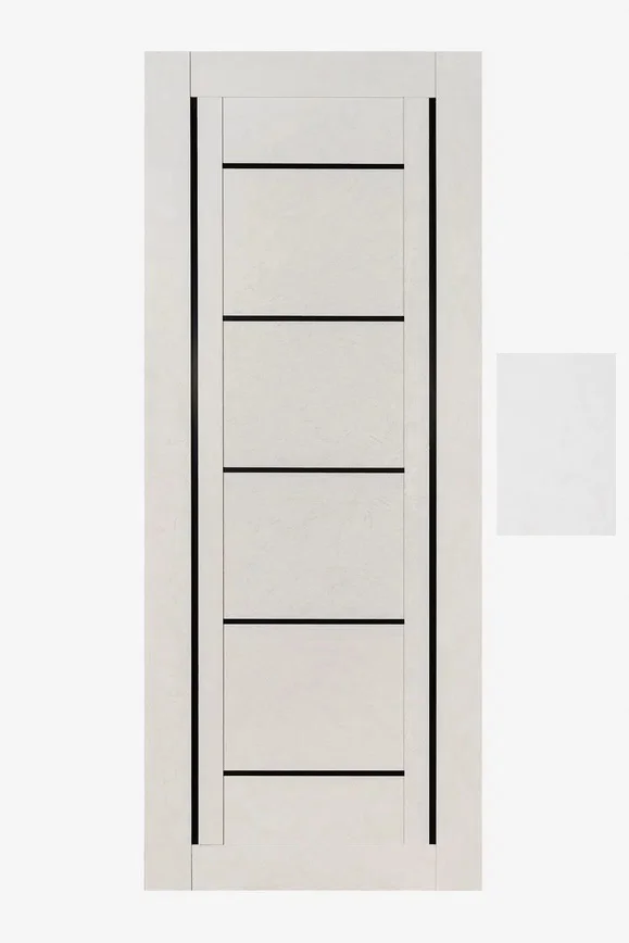 Дверь ТЕРРИ №110 Лофт Белый, частичное стекло ЧЕРНОЕ 90, еврошпон