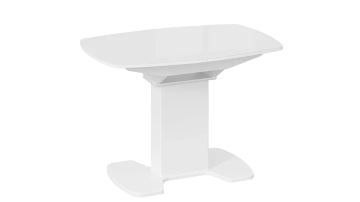 Стол обеденный "Портофино" раздвижной 1100*(1415)*750*750 (Белый глянец/Стекло белое)