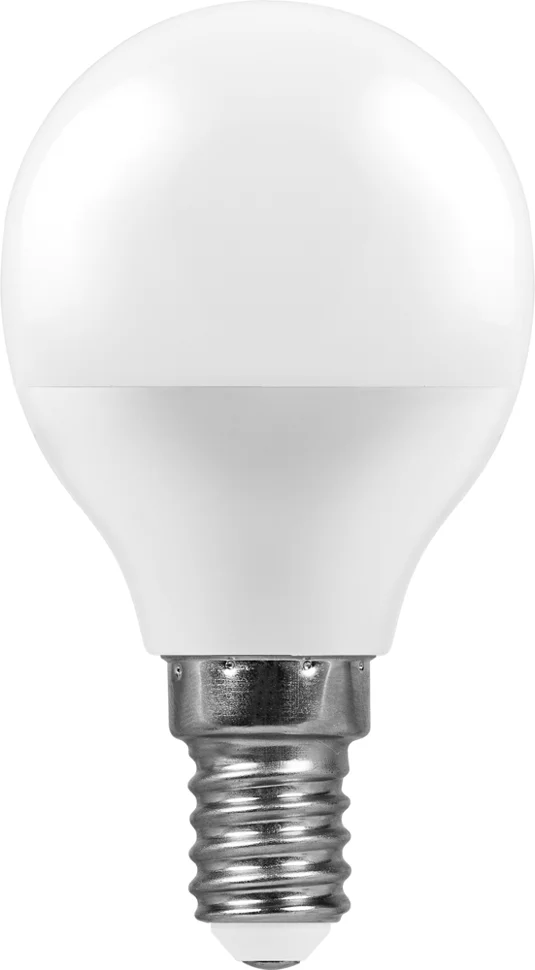Лампа светодиодная 7W E14 230V 4000K 580Лм (белый) Шарик матовый (G45) Feron, LB-95