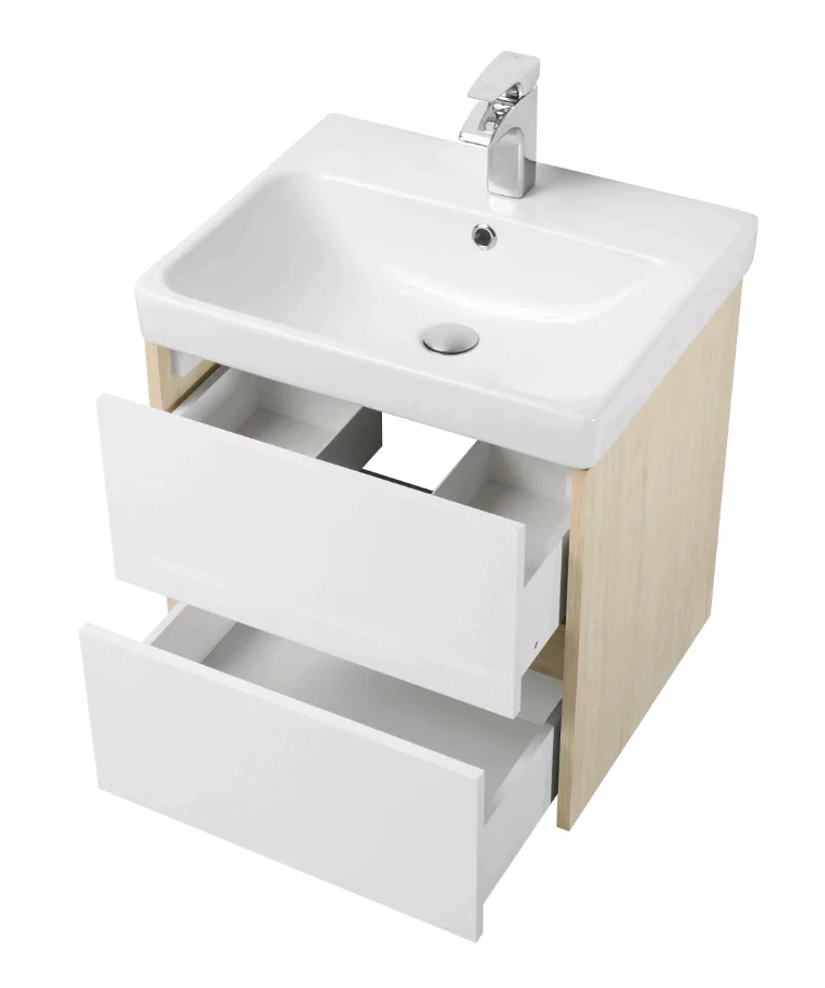 Комплект AQUATON: тумба под умывальник Сканди 55 Белый/Дуб Верона с раковиной Адриана 55 Комплект AQUATON: тумба под умывальник Сканди 55 Белый/Дуб Верона с раковиной Адриана 55