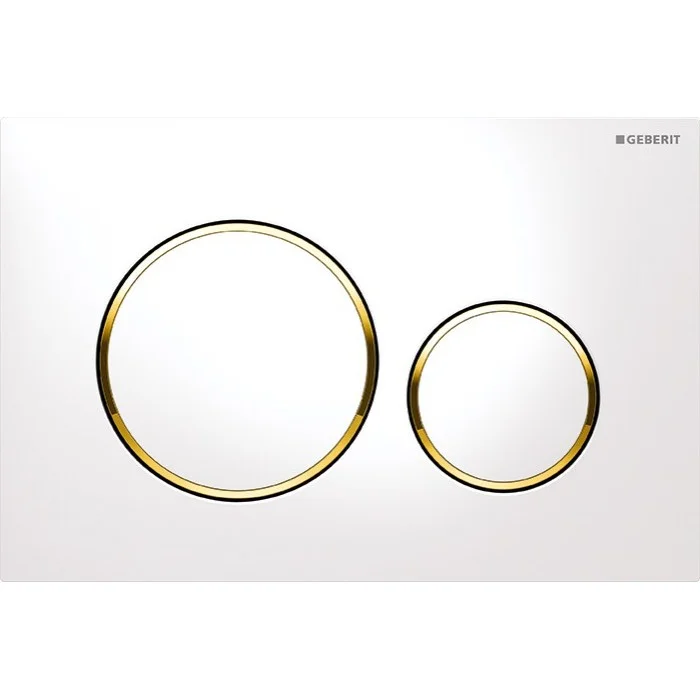 Клавиша смывная GEBERIT Sigma 20, двойной смыв, к 111.300/350/361/ 362/380/390/796, белый/ белый/золото