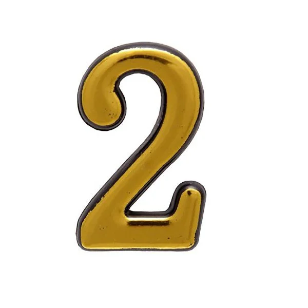 Цифра дверная АЛЛЮР пластик "2" золото