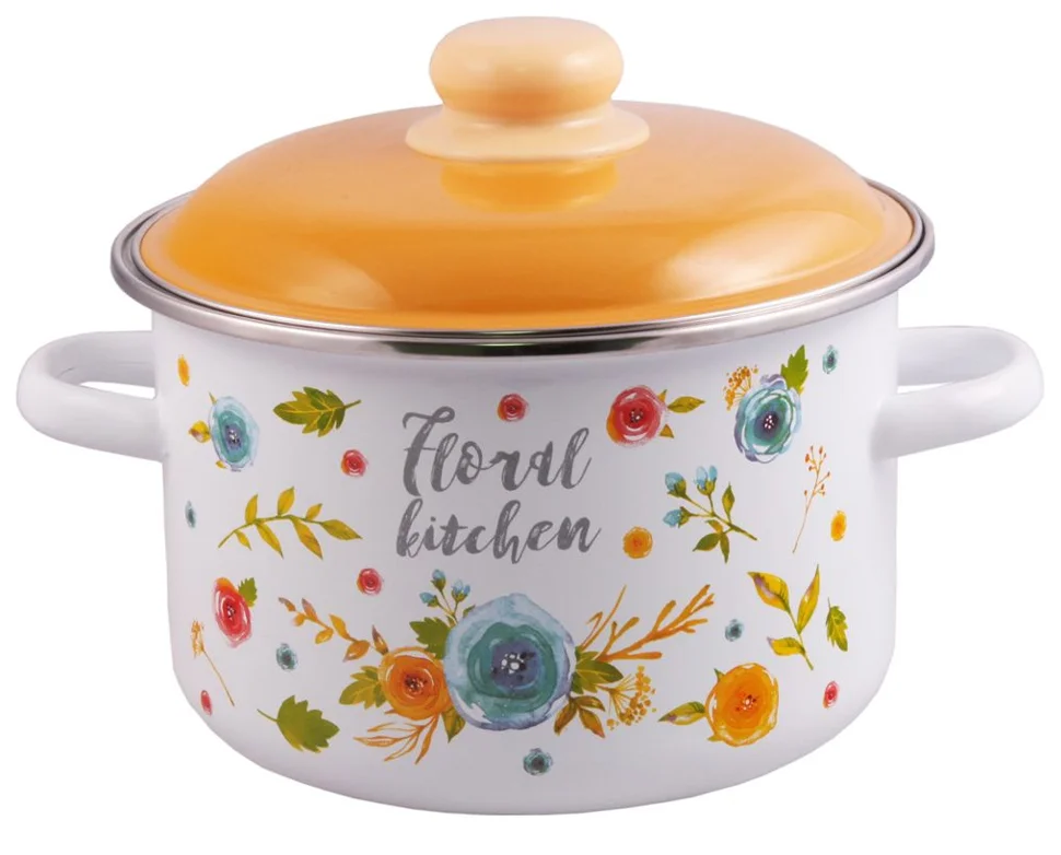 Кастрюля Appetite Floral kitchen 6RD221M эмаль 5,5л Кастрюля Appetite Floral kitchen 6RD221M эмаль 5,5л