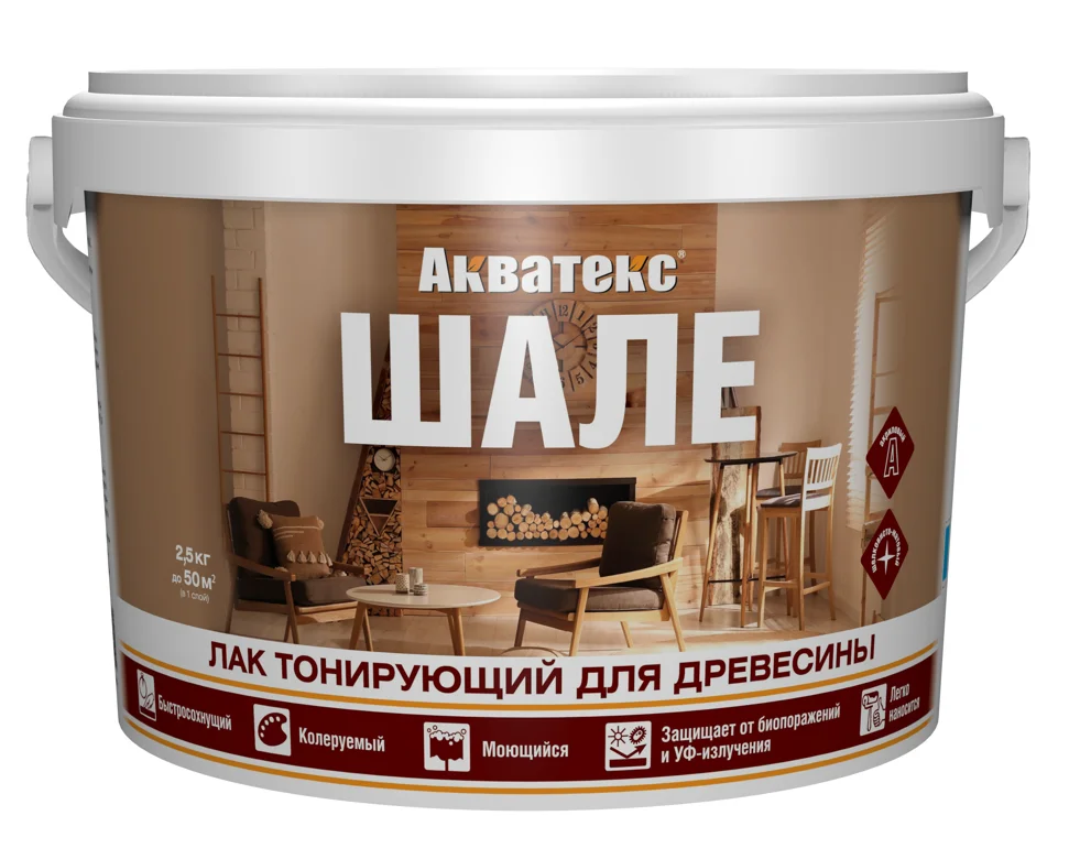 Лак тонирующий для дерева Акватекс ШАЛЕ канадский орех 2,5кг