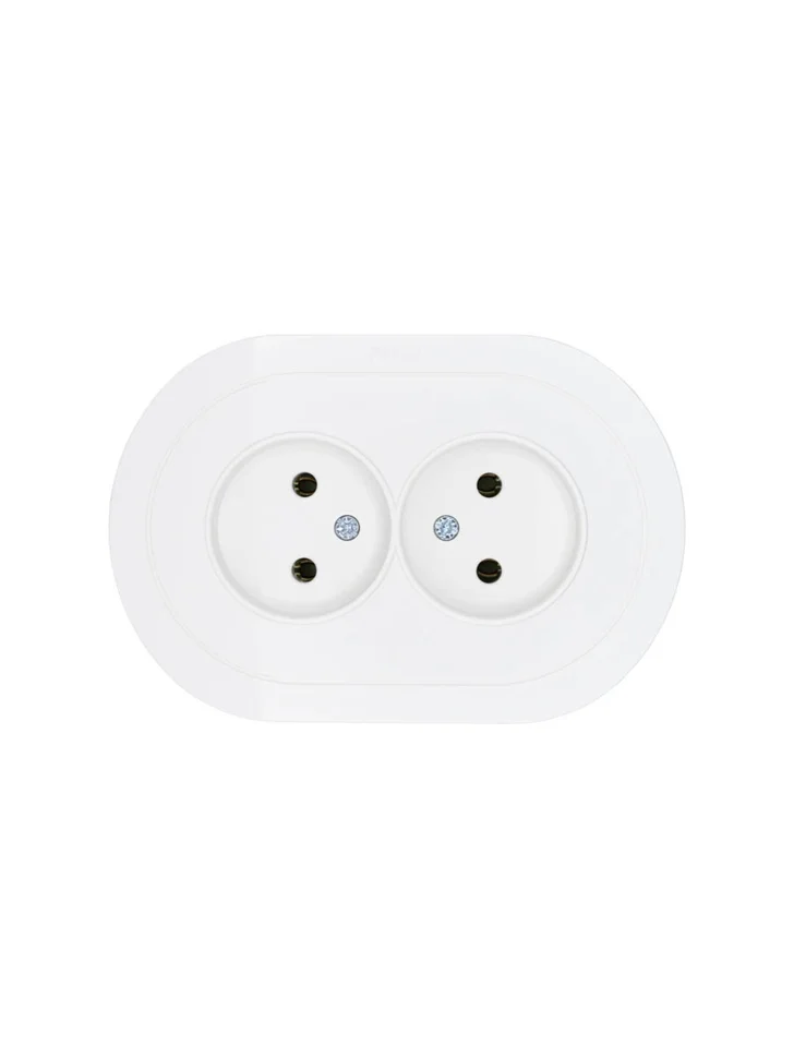 Розетка 2-местная СП Lezard OSEN без заземления, белая круглая Розетка 2-местная СП Lezard OSEN без заземления, белая круглая