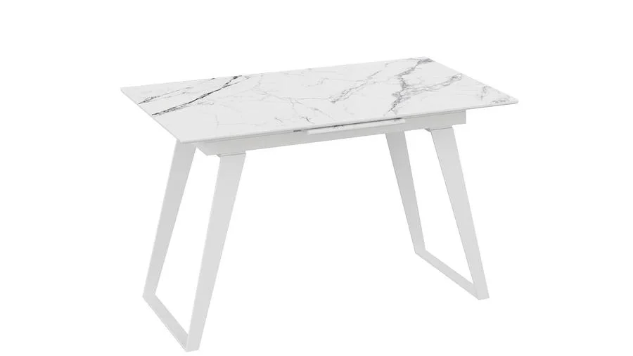 Стол обеденный Техно раздвижной 1400*(1800)*770*800 Белый муар, Стекло глянцевое белый мрамор Стол обеденный Техно раздвижной 1400*(1800)*770*800 Белый муар, Стекло глянцевое белый мрамор