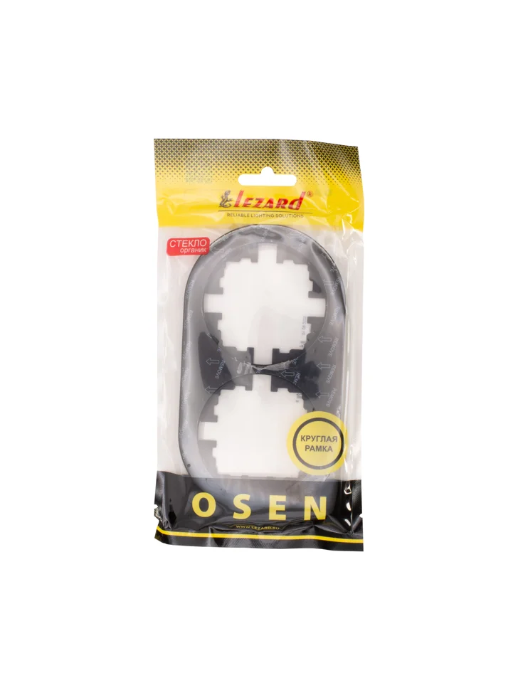 Рамка двухместная горизонтальная Lezard OSEN акриловая черная круглая Рамка двухместная горизонтальная Lezard OSEN акриловая черная круглая