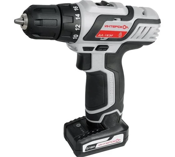 Дрель-шуруповерт аккумуляторная бесщеточная ИНТЕРСКОЛ ДА-10/18ЭР 35 (Li-ion, экокейс, 1 аккум., 2,0Ач, ЗУ) ПРОМО