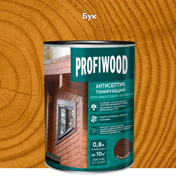 Антисептик EMPILS PROFIWOOD тонирующий "2 в 1" алкидный бук 8 кг (9,3л)
