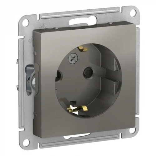 Механизм розетки 1-м СП AtlasDesign 16А IP20 с заземл., защ. шторкой, сталь Schneider Electric ATN000945