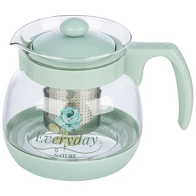 Чайник заварочный MALLONY MENTOLO, 950 мл из жаропрочного стекла с фильтром из нерж стали