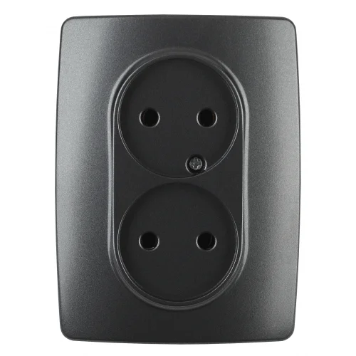 Розетка 2-местная СП Эра12 2X2P антрацит (16A-250В), арт.12-2107-05
