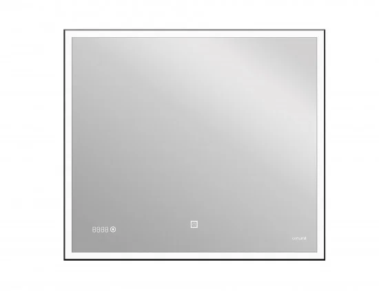 Зеркало Cersanit LED 011 design 100x80 с подсветкой часы металл. рамка прямоугольное
