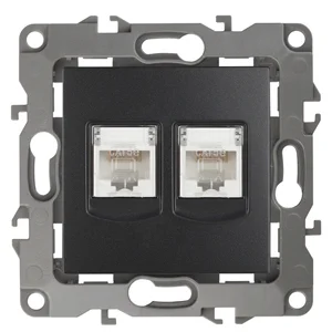 Розетка информационная двойная СП (2XRJ45), Эра12, антрацит, арт.12-3108-05