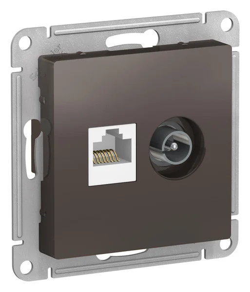 Механизм розетки компьютерной +TV 2-м AtlasDesign RJ45 кат.5E + TV мокко Schneider Electric ATN000689