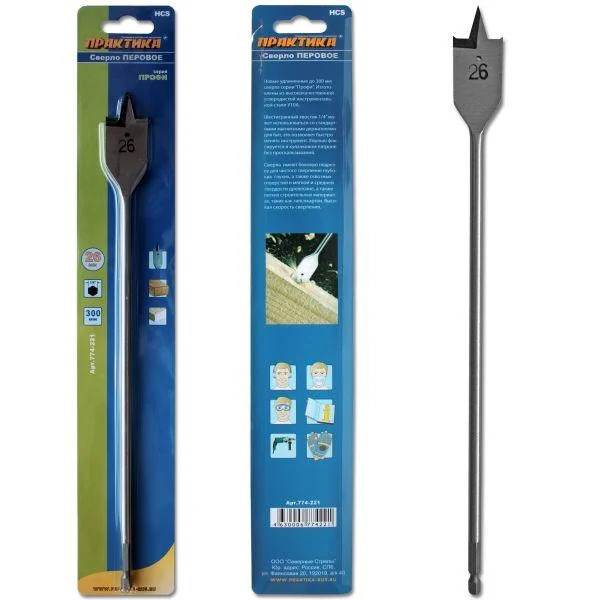 Сверло по дереву перовое 26х300мм,ПРАКТИКА, блистер Сверло по дереву перовое 26х300мм,ПРАКТИКА, блистер