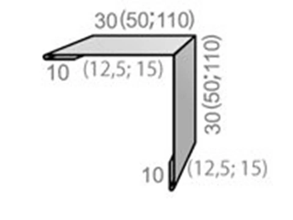 Планка угла внешнего простая PE RAL ** для М/Сайдинга 0.5мм, 110*110*3м.п.