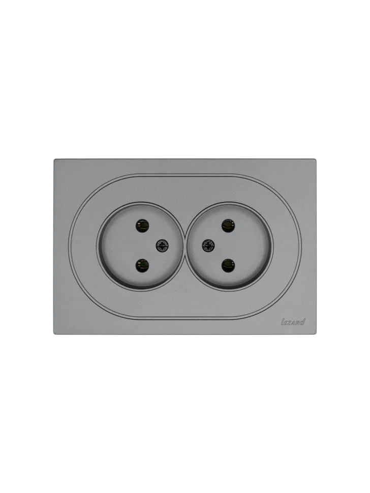 Розетка 2-местная СП Lezard OSEN без заземления, серый матовый Розетка 2-местная СП Lezard OSEN без заземления, серый матовый