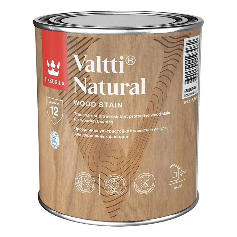 Антисептик-лазурь Tikkurila VALTTI NATURAL полуглянцевый 0,9л бесцветный