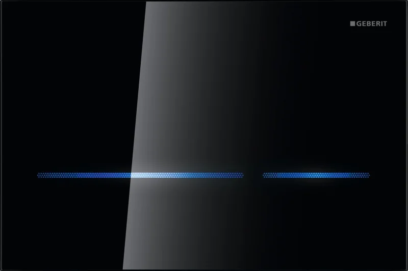 Клавиша смывная GEBERIT Sigma 80 двойной смыв, черное стекло (бесконтактная)