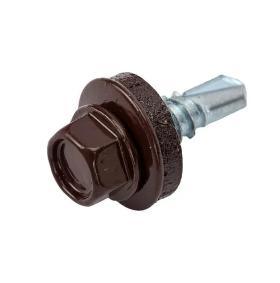 Саморез кровельный 4,8x51 сверло №1 (шоколад) RAL 8017 (уп 10шт) подвес, Biskrep Саморез кровельный 4,8x51 сверло №1 (шоколад) RAL 8017 (уп 10шт) подвес, Biskrep