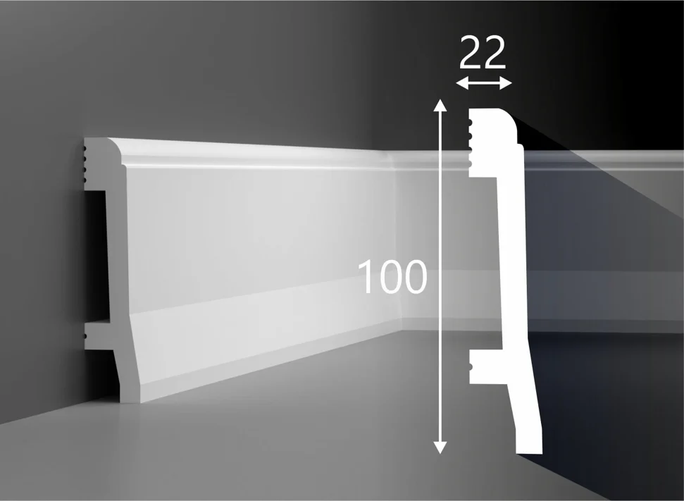 Плинтус COSCA PX022, 100х22, 2000мм, экополимер