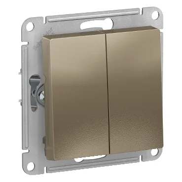 Механизм выключателя 2-кл. СП AtlasDesign 10А IP20 (сх. 5) 10AX шампань Schneider Electric ATN000551