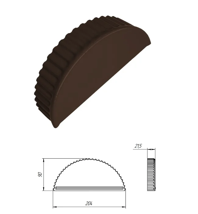 Заглушка конька полукруглого торцевая (С-образная) Satin MATT TX RAL **, GL Заглушка конька полукруглого торцевая (С-образная) Satin MATT TX RAL **, GL