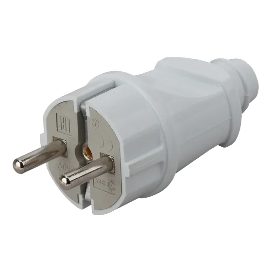 Вилка Эра 16А, белая, с заземлением, прямая, арт.Vx2-W