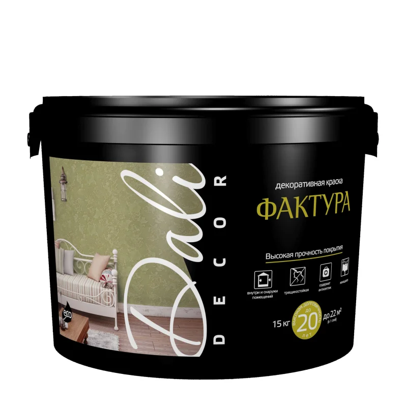 Краска декоративная Dali-Decor "Фактура" База А (белая), 7кг ( Т-ра перевозки не ниже +5град)