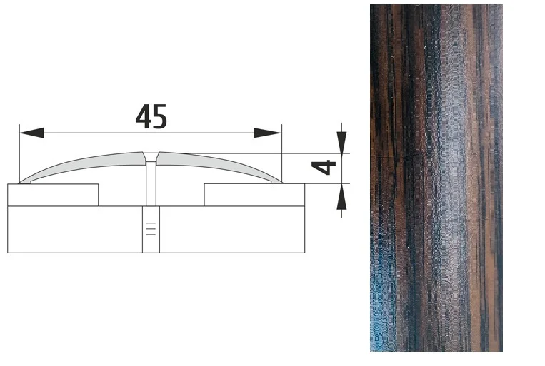 Порог АПС 004 алюминиевый 1350*45*4 мм одноуровневый (23 дуб мореный)