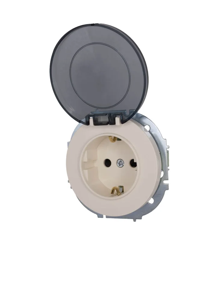 Розетка 1-местная СП Lezard OSEN с заземлением, с крышкой слоновая кость Розетка 1-местная СП Lezard OSEN с заземлением, с крышкой слоновая кость