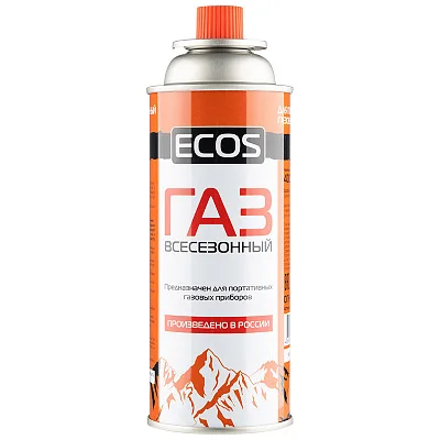 Газ в баллоне для портативных приборов ECOS (цанговый, всесезонный) 400 мл (220г)