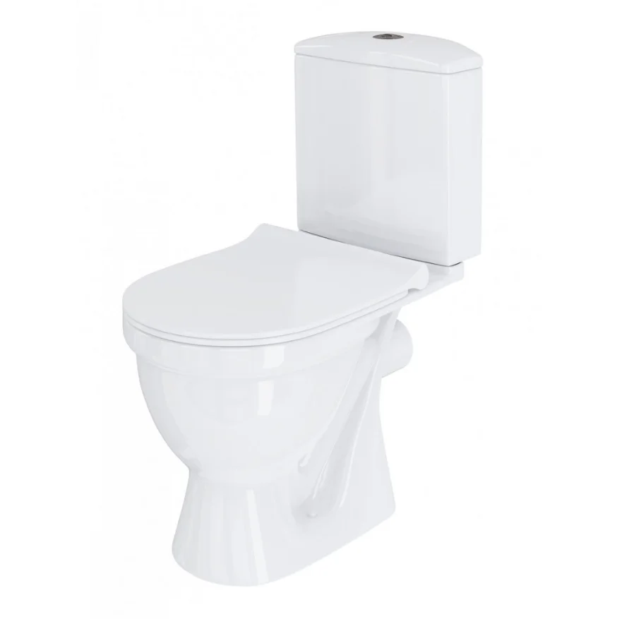 Унитаз-компакт Santek Алькор с горизонтальным выпуском, стандарт- 2 реж., дюропласт, микролифт, безободковый