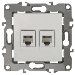 Розетка телефонная двойная СП (2XRJ11), Эра12, слоновая кость, арт.12-3106-02
