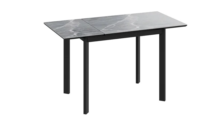 Стол обеденный Риттер раздвижной Тип 1 900*(1302)*750*650 (Черный муар/Керамика матовая серый мрамор)