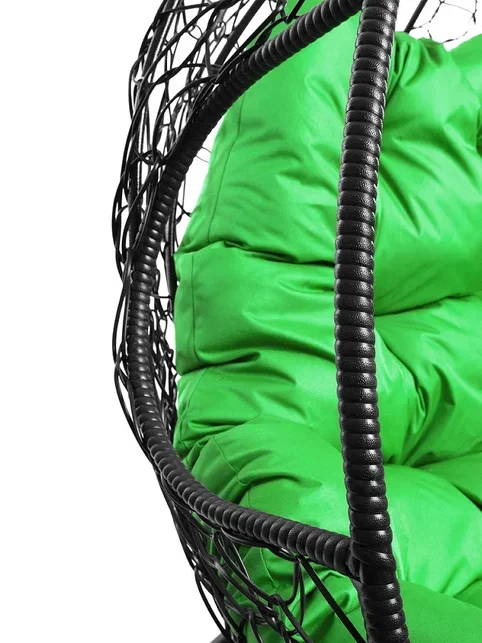 Подвесное кресло ДЛЯ ДВОИХ, цвет плетения – черный, подушка – зеленый