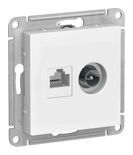 Механизм розетки компьютерной +TV 2-м AtlasDesign RJ45 кат.5E + TV бел. Schneider Electric ATN000189