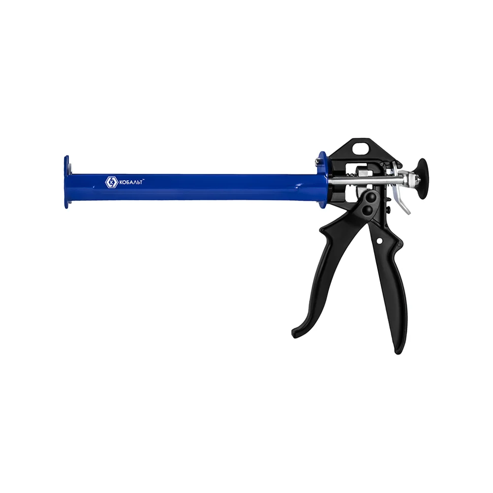 Пистолет для химических анкеров КОБАЛЬТ 300 мл., скелетный стальной корпус, 3-х штоковый поршень, усилие 16:1 Пистолет для химических анкеров КОБАЛЬТ 300 мл., скелетный стальной корпус, 3-х штоковый поршень, усилие 16:1
