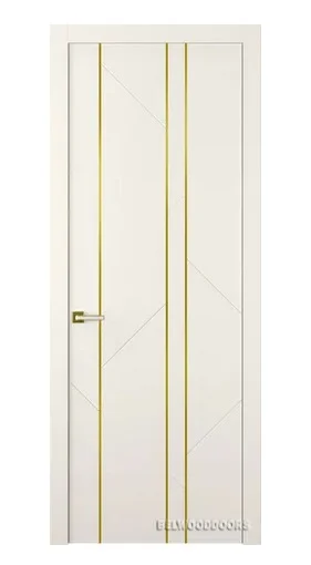 Дверь BELWOODDOORS "Флекс 1" глухая 70 (21-8) smart core эмаль жемчуг с молдингом золото