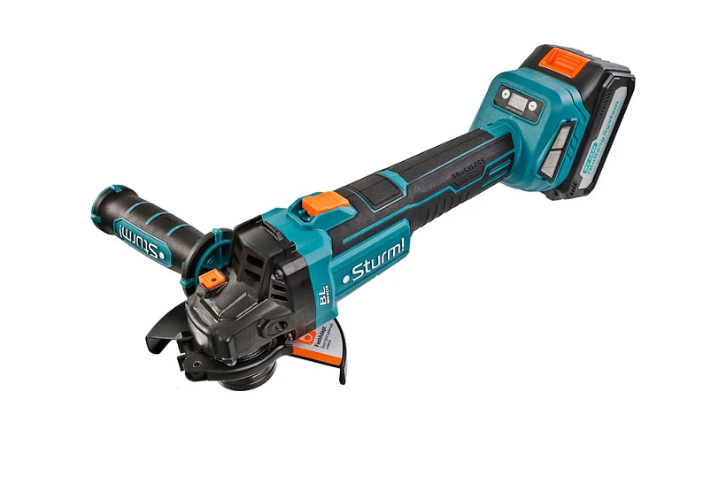 Шлифмашина угловая аккумуляторная б/щ 18В, 1BatterySystem, 125мм, плавн пуск, 1х4Ач,кейс, Sturm Шлифмашина угловая аккумуляторная б/щ 18В, 1BatterySystem, 125мм, плавн пуск, 1х4Ач,кейс, Sturm